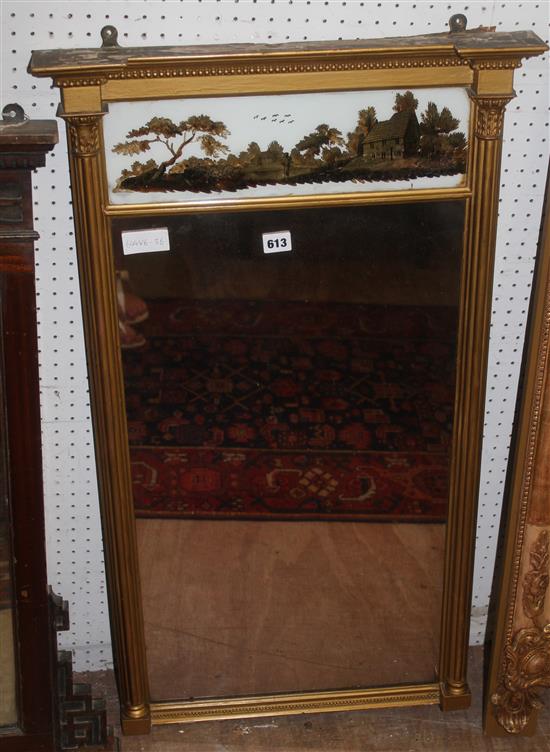 Early 19th century pier glass with verre eglomise panel